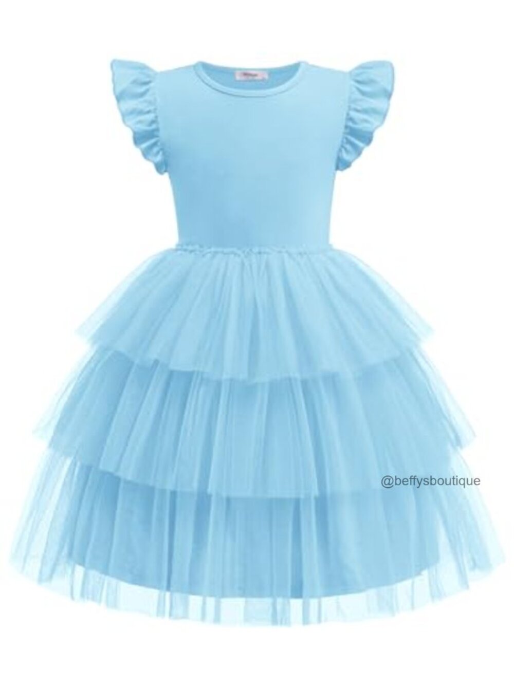 Toddler Girls Tutu Dress Ruffle Sleeve Tulle Party Dress Knee Length